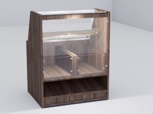 Vitrine passa-pães com 02 gavetas - 01 prateleira em vidro
